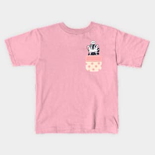 Sleepy Zebra in Polka Dot Pocket Kids T-Shirt